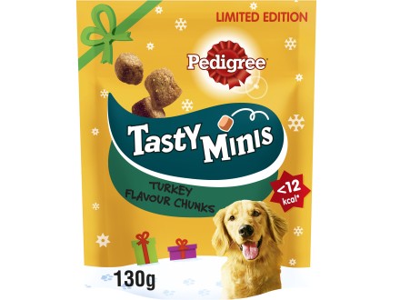 PEDIGREE Christmas Tasty Minis Dog Treats Chewy Cubes with Turkey 130g